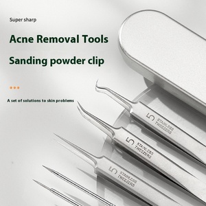 Kit professionnel d'extraction de points noirs et d'acné en acier inoxydable – Outil de suppression des comédons et de boutons, <span class=keywords><strong>pince</strong></span> à cellules pour le visage - Product Image 6