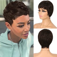 Rambut Manusia Asli Remy Virgin Brasil India 100% Alami Harga Grosir Murah untuk Pixie Curls Tersedia Wig Kecil