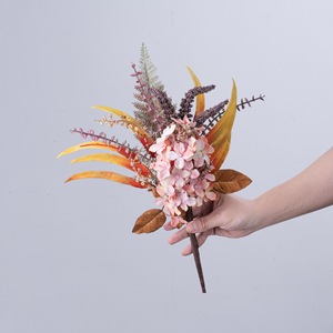 Bouquet de fleurs artificielles CallaFloral Hydrangea rose et orange, décoration de mariage, artisanat à tenir à la main - Product Image 2