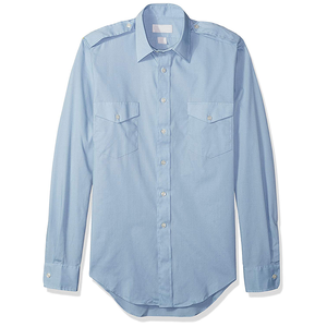 Camisas de Piloto Masculinas com Logo Personalizado, Excelente Acabamento, Manga Longa, Azul e Branco, 100% Algodão, Uniforme de Piloto - Product Image 3