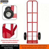 Carretilla de Plataforma de Dos Ruedas para Trabajo Pesado de 600 lb, Plataforma de 350x220 mm, Ruedas Neumáticas de 10 Pulgadas, Construcción Metálica, Personalizable OEM
