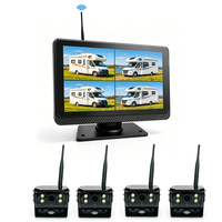 Monitor Nirkabel Layar Sentuh IPS 7-inci 4 Kamera Penglihatan Malam Berwarna Penuh 12-24V Pemasangan di Dasbor Truk RV Mudah Dioperasikan Garansi 1 Tahun