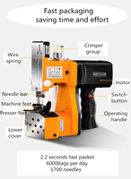 Machine à coudre automatique portable à grande vitesse avec batterie