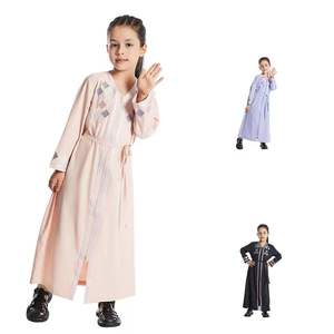 Abaya à fermeture éclair pour filles musulmanes, caftan marocain, vêtements islamiques pour enfants, robe de fête Eid Ramadan, robe arabe - Product Image 1