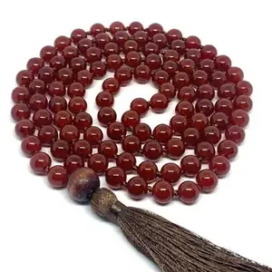 ST0732 Carnelian Gemstone Mala Healing Necklace Hand Knotted 108 Beads Prayer Tassel Necklaces Japan Mala Meditation Jewelry