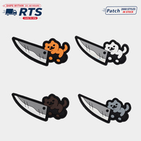 Siap Kirim Patch PVC 3D Motif Kucing Kartun Pisau Panjang Besar, Badge Karet untuk Tas Ransel dan Topi Olahraga