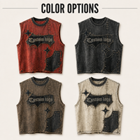 T-shirts sans manches OEM d'été style unisexe, débardeur vieilli avec œillets et bords bruts, streetwear américain, lavage vintage, personnalisé
