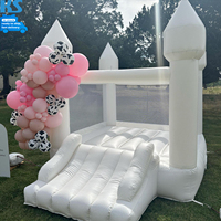 Poly chlorure de vinyle commercial enfants petit videur gonflable blanc maison de rebond sautant château plein d'entrain avec toboggan pour le loyer de fête