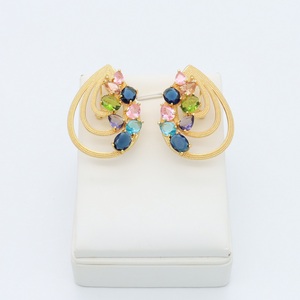 مجموعة مجوهرات نسائية أنيقة بجودة الشمس 5in1 من الماس الزركون الرومانسي أقراط كبيرة قلادة طويلة - Product Image 5