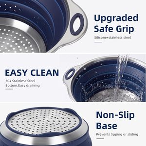 Panier de séchage pliable multifonctionnel pour légumes et fruits avec base en acier inoxydable - Product Image 2