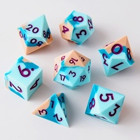 Ensemble de dés DND en silicone bleu océan à bords tranchants, 7 pièces, dés polyédriques pour jeux de rôle, dons et objets pour jeux de rôle Dungeons and Dragons Pathfinder