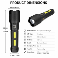 Lampe torche tactique rechargeable en aluminium haute puissance avec zoom, portée 1000m, fonction power bank et lampe latérale COB pour situations d'urgence