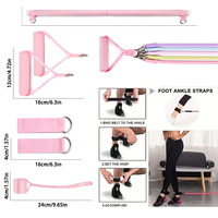 Bâton de Pilates multifonctionnel avec bande de résistance pour yoga et fitness, sangle d'étirement et entraîneur dorsal en TPE, tube en fer et mousse