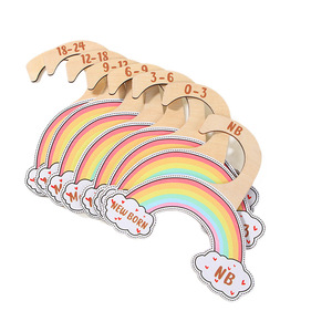 Rainbow Wooden Baby Clothes Hanger, Age-Oriented <b>Storage</b> <b>Rack</b> for Newborn Babies, Creative Cartoon Wooden Clothes Hanger - Product Image 5