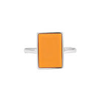 Bague en argent sterling S925 avec pierre précieuse turquoise orange géométrique carrée, design original personnalisé haut de gamme, pour usage quotidien
