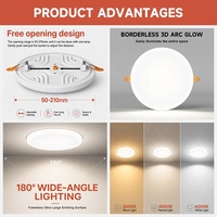 Plafonnier LED encastré ultra-plat sans cadre, rond, 9W 15W 24W 36W, idéal pour les centres commerciaux, les marchés et les maisons – Excellent rapport qualité-prix