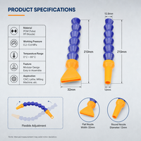 Kit de tuyau de refroidissement articulé bleu avec segments en forme d'entonnoir emboîtables et embout rond en bec de canard orange pour machine de découpe de métal CNC