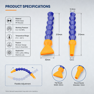 Kit de tuyau de refroidissement articulé bleu avec segments en forme d'entonnoir emboîtables et <span class=keywords><strong>embout</strong></span> <span class=keywords><strong>rond</strong></span> en bec de canard orange pour machine de découpe de métal CNC - Product Image 3