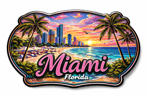 Nouveauté 2026 : Aimants de réfrigérateur en métal personnalisables, thème Miami USA, pour le tourisme, vente en gros, variété de styles - Product Image 3