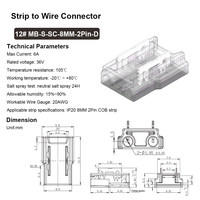 Compacto Durable Alta Fuerza de retención Sin soldadura 2 pines Cable a placa Conector de tira de LED COB de 8mm