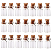 Mini flacons en verre transparent avec vis à œil et bouteille en liège faveurs de fête décoratives pour les arts et l'artisanat emballés dans un carton