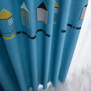 <span class=keywords><strong>Tende</strong></span> termiche termiche <span class=keywords><strong>per</strong></span> la camera dei bambini <span class=keywords><strong>Tende</strong></span> moderne rifinite a cartone animato piccola casa ricamata blu - Product Image 2