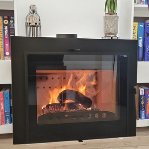 Stufa a Legna Moderna in Acciaio al Carbonio QC-06 Nera <span class=keywords><strong>e</strong></span> Rame Inserto per Caminetto 10KW Riscaldamento a Fuoco Reale Decorativo - Product Image 2