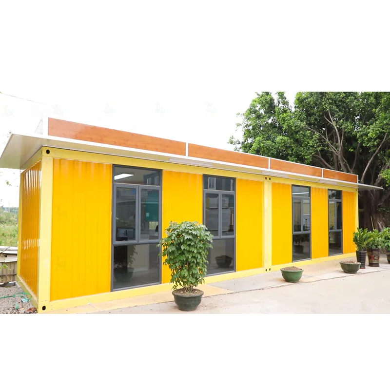 중국 조립식 컨테이너 하우스 캐노피 노란색 모듈 조립식 집 사무실 가게 카페