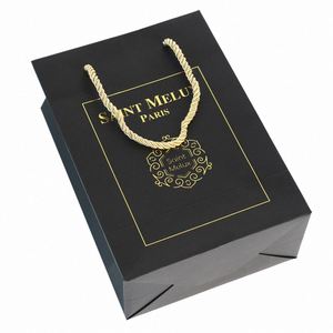 Luxury <b>Small</b> Shopping Paper Bags with logo Craft <b>Gift</b> Paper Bags Custom - Product Image 2