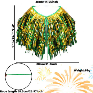DAMAI Chal con Borlas para el Día de San Patricio, Capa con Flecos Verdes y Dorados, Disfraz para Desfile, Festival, Carnaval, Fiesta, Actuación - Product Image 4