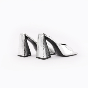 Sandalias cómodas de verano para mujer, con punta cuadrada, tacón de bloque, 10,5 cm, estampado de serpiente, PU, doradas y plat - Product Image 6