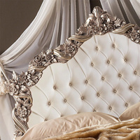 Juego de Cama King Size de Lujo para Villa, con Decoración de Hojas Doradas, Estilo Clásico Francés, Madera Preciosa, Sofá Cama Doble