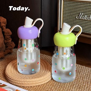 Botella de agua con pajita de manzana, taza portátil resistente al calor para estudiantes, regalo para niñas para el regreso a la escuela - Product Image 1