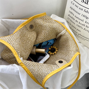 Bolso <span class=keywords><strong>de</strong></span> mano <span class=keywords><strong>de</strong></span> hombro hueco con logotipo personalizado para mujer, <span class=keywords><strong>de</strong></span> moda, grande, <span class=keywords><strong>de</strong></span> mimbre tejido, para <span class=keywords><strong>playa</strong></span>, verano, tipo cubo, <span class=keywords><strong>de</strong></span> paja - Product Image 5
