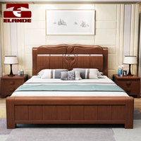 Lit double en bois massif avec fonction de rangement, grand lit, ensemble de lit pour chambre à coucher, vente en gros