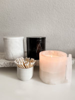 Pot de bougie parfumé de diffuseur de vase de bougie de marbre blanc rose naturel pots de bougie d'onyx de luxe avec le couvercle