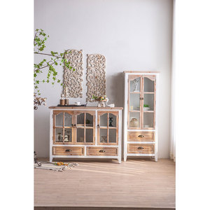 <span class=keywords><strong>Vitrina</strong></span> lateral de diseño <span class=keywords><strong>Vintage</strong></span>, muebles de estilo campestre hechos a mano, armario de vino, esquina de madera, porche con puerta de vidrio - Product Image 2