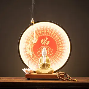 2024 Großhandel Import Led-Licht Keramik Buddha-Statue Weihrauchbrenner für Heimdekoration