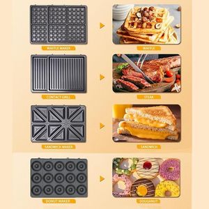Sandwichera eléctrica doméstica multifunción con placas antiadherentes, luces indicadoras, fácil de limpiar y almacenar - Product Image 6