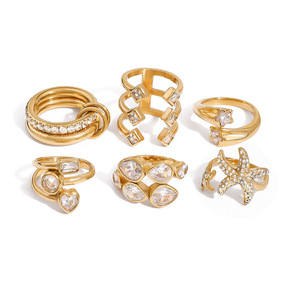 Anillo de Acero Inoxidable Europeo y Americano con Circonita, Diseño de Nicho para Mujer, No se Destiñe, Joyería de Titanio, Anillos Transfronterizos - Product Image 5