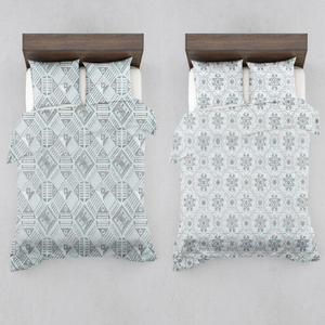 100% Cotton Reversible <b>Comforter</b> <b>Set</b> 2 Pillow Covers | Geometric Pattern | 400TC Thread Count Everyday Use Fade Resistant - Product Image 1