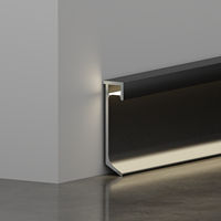 Plinthe LED en alliage d'aluminium sur mesure, extra-épaisse et éclairée par le bas, étanche, pour hôtels, bureaux et appartements