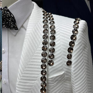 Nouveauté 2025 Costume de Mariage <span class=keywords><strong>Tuxedo</strong></span> Blanc 3 Pièces pour Homme avec Strass, Veste Droite à Col Châle - Product Image 4