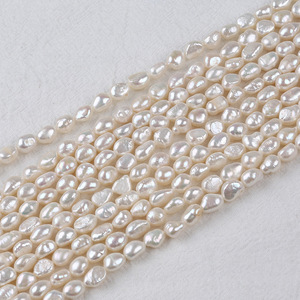 Perles d'eau douce baroques naturelles de 7-8 mm, blanches, double face brillante, faites à la main, pour bijoux DIY, trou droit, perles d'eau douce dispersées - Product Image 2
