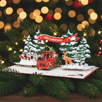Carte de vœux 3D pop-up en papier, motif maison de Noël, ensemble de cartes d'invitation pour Noël, Nouvel An et fêtes