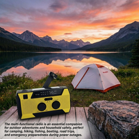 Lampe torche radio d'urgence pour utilisation nocturne, camping, batterie externe 5000mAh, panneau solaire USB-C, manivelle, sirène SOS, lampe torche LED