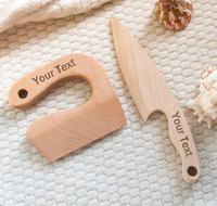 Couteau à beurre en bois gravé personnalisé pour enfant, sûr, pour tout-petits, petit plancher à découper en bois, ustensile pour enfants, couteau Montessori
