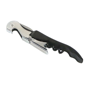 Tire-bouchon manuel de sommelier chromé Seahorse à double charnière avec lame courte pour bar et club - Product Image 1