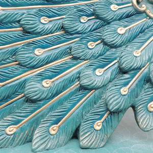 รูปปั้นนกยูงโลหะประดับบ้าน,รูปปั้นนกยูงสีบรอนซ์สีน้ำเงิน - Product Image 6