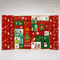 Calendrier de l'Avent Leabon, boîte cadeau à double ouverture, 24 boîtes en papier à puzzle, scène de Noël avec Père Noël, vente en gros, directement de l'usine